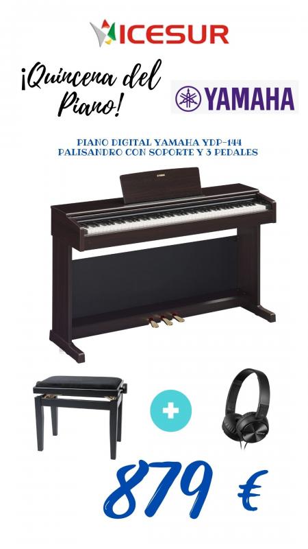 PIANO DIGITAL YAMAHA YDP-144 PALISANDRO + BANQUETA + AURICULARES